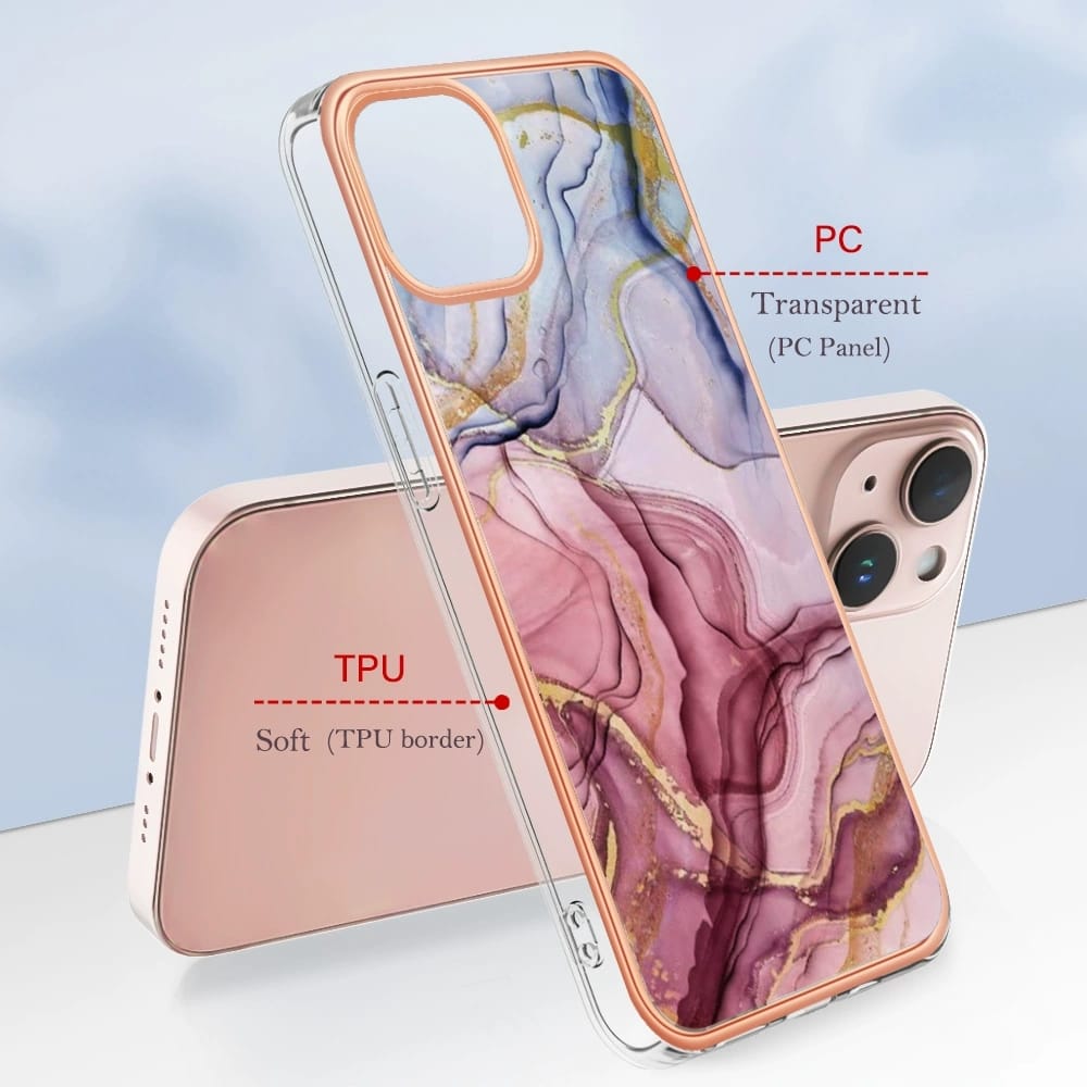 iPhone 15 Glossy Marble Pattern Case - slim profile