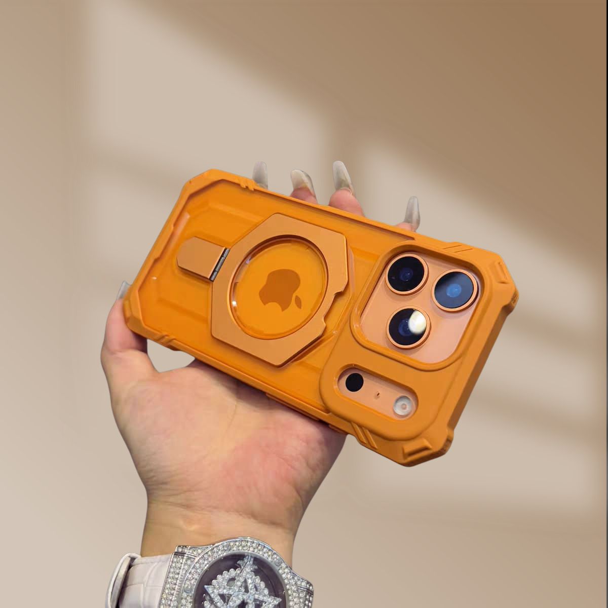 iPhone 17 Series Metallic Stand Shockproof Armour Cover - lifestyle