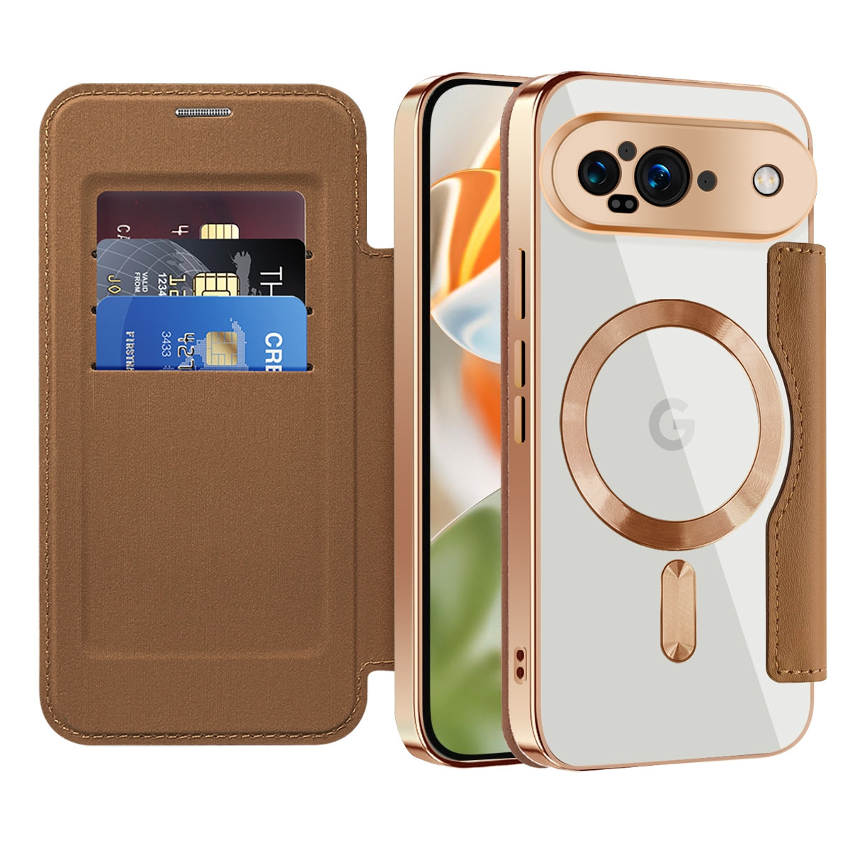 Google Pixel 9 Pro XL/Google Pixel 10 Pro XL Gold Electroplated Leather Case - protective case detail