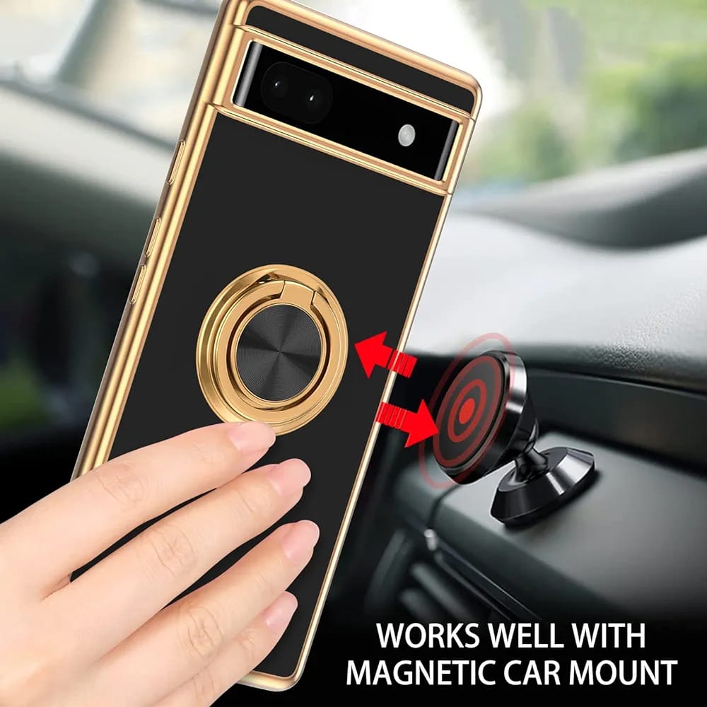 Google Pixel 9 Pro XL Gold Electroplated Ring Holder Cover - slim profile