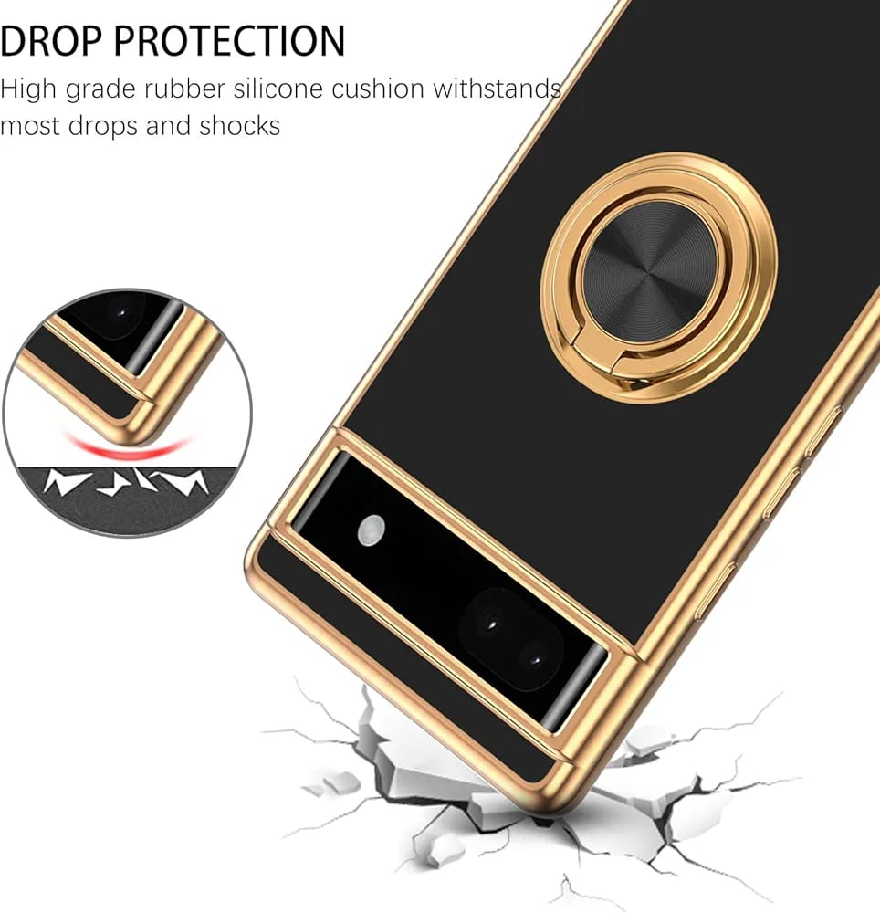 Google Pixel 9 Pro XL Gold Electroplated Ring Holder Cover - lifestyle