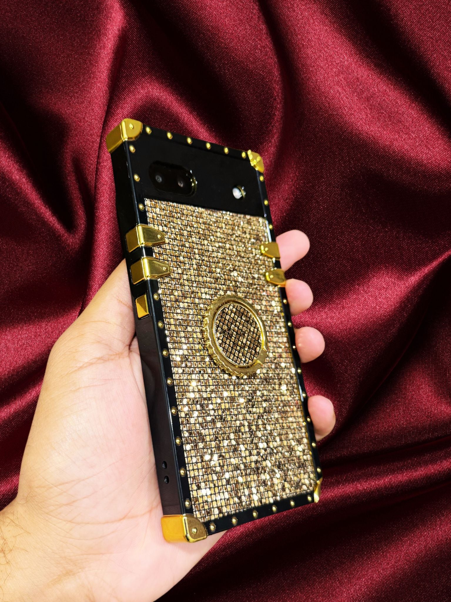 Google Pixel 6A Bling Gold Glitter Ring Holder Cover - colour options
