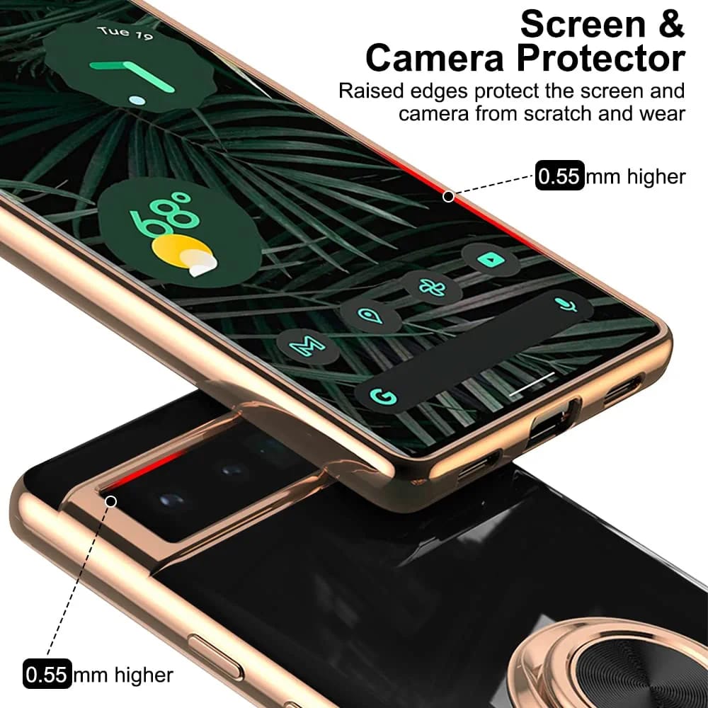Google Pixel 9 Pro XL Gold Electroplated Ring Holder Cover - colour options