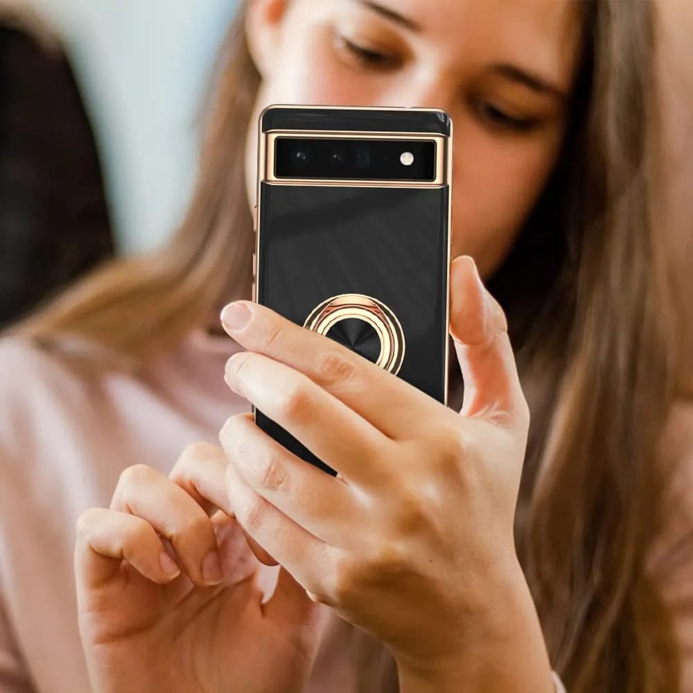 Google Pixel 9 Pro XL Gold Electroplated Ring Holder Cover - case features