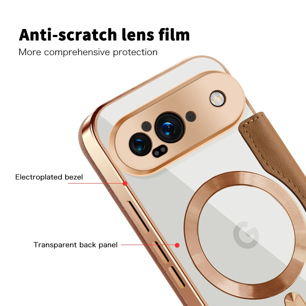 Google Pixel 9 Pro XL/Google Pixel 10 Pro XL Gold Electroplated Leather Case - slim profile