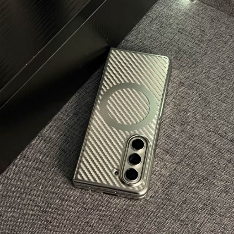 Samsung Galaxy Z Fold 3 Silver Electroplated Matte Transparent Case - slim profile