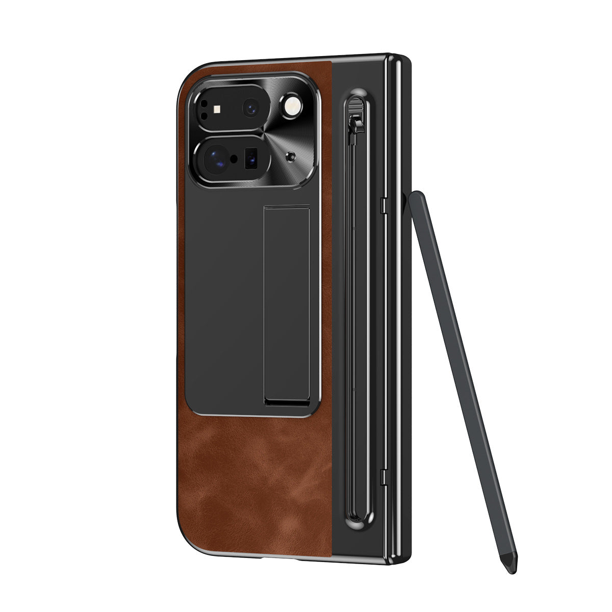 Google Pixel 10 Pro Fold Saddle Brown Leather Cover (with Stylus and F - slim profile