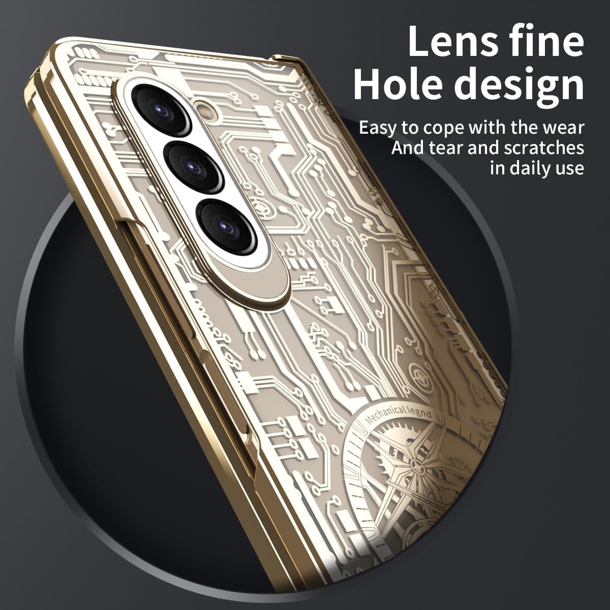 Samsung Galaxy Z Fold 3 Gold Electroplated Circuit Glass Cover (and Hi - colour options