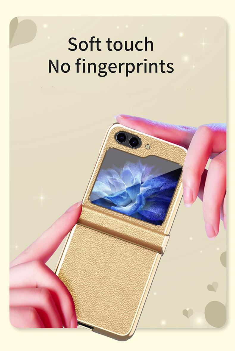 Samsung Galaxy Z Flip 5 Champagne Gold Leather Slim Cover (with Hinge - colour options