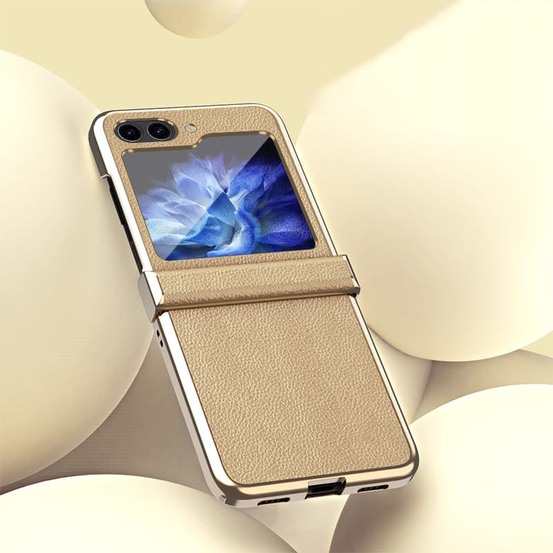 Samsung Galaxy Z Flip 5 Champagne Gold Leather Slim Cover (with Hinge