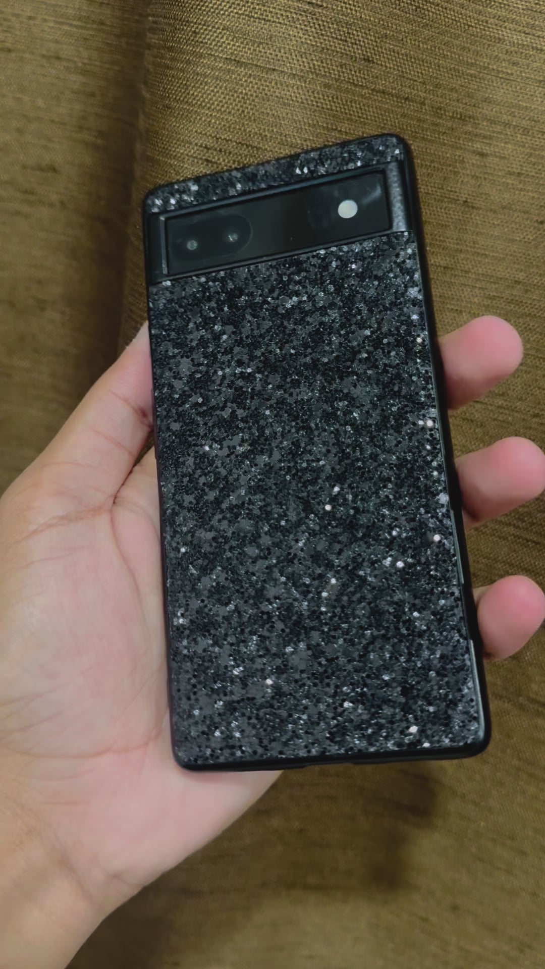 Google Pixel 6A case with glitter