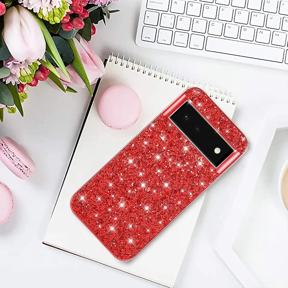 Google Pixel 6A Bling Glitter Sequin Cover - protective case detail