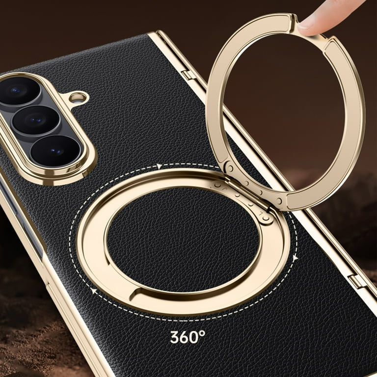 Samsung Galaxy Z Fold 7 Leather Gold Electroplated Cover() - phone case