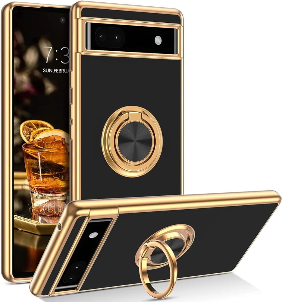 Google Pixel 9 Pro XL Gold Electroplated Ring Holder Cover - phone case