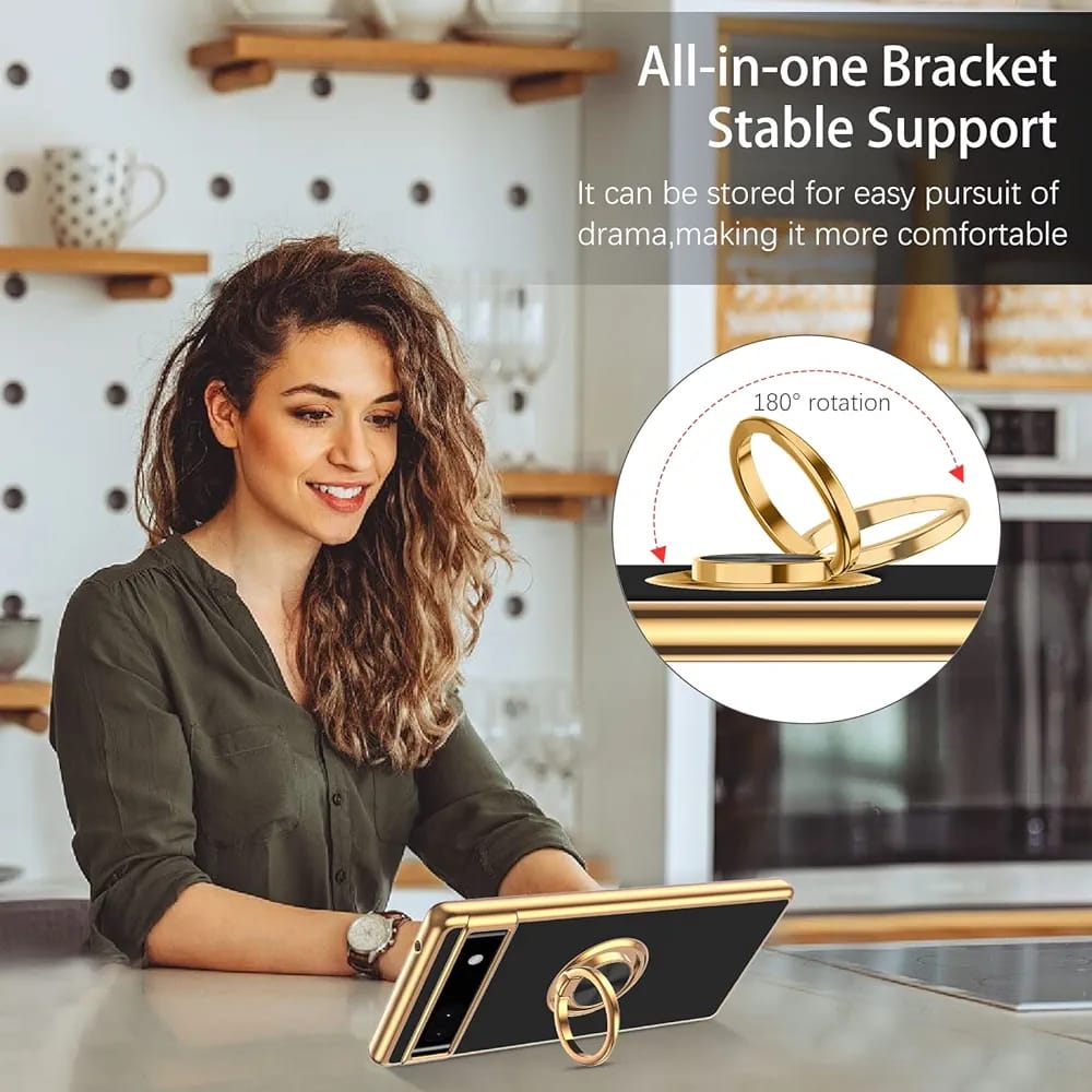 Google Pixel 9 Pro XL Gold Electroplated Ring Holder Cover - case features