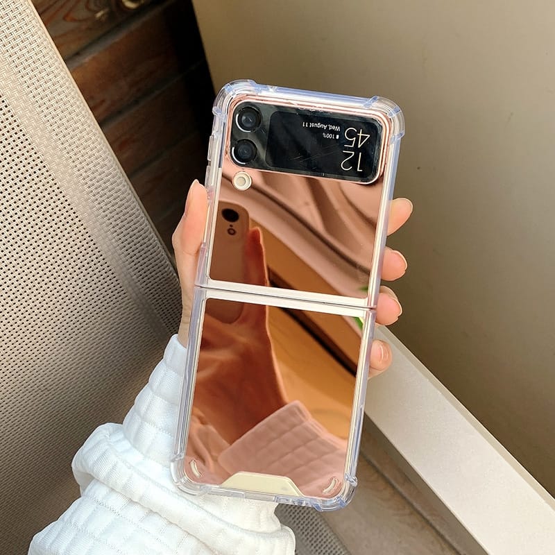 Samsung Galaxy Z Flip 5 Rose Gold Mirror Shockproof Cover - slim profile