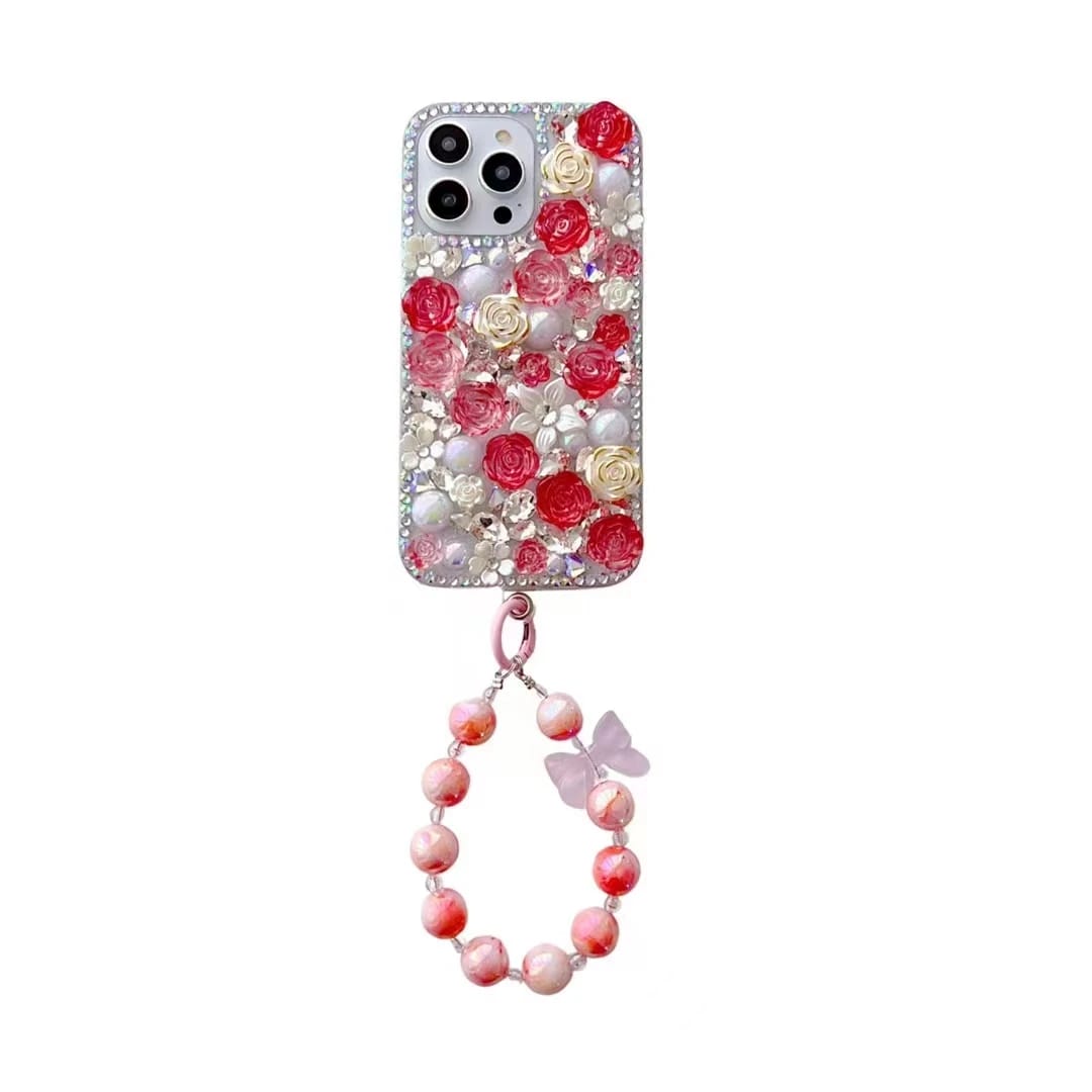 iPhone 14 Roses Bling Diamond Rhinestones Case - protective case detail