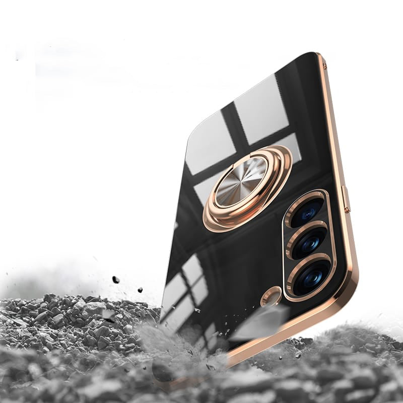 Samsung Galaxy S25 Series Gold Electroplated Ring Holder Cover - phone case