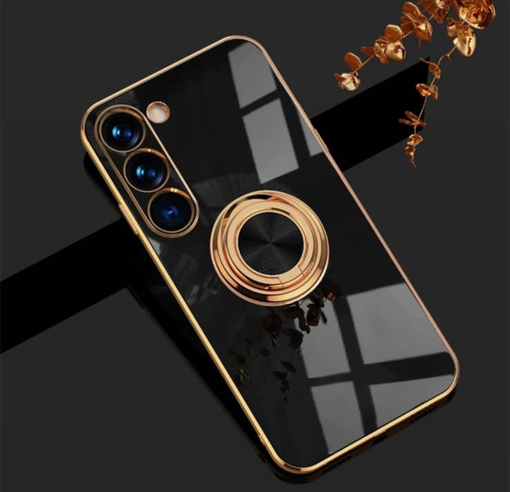 Samsung Galaxy S25 Series Gold Electroplated Ring Holder Cover - lifestyle