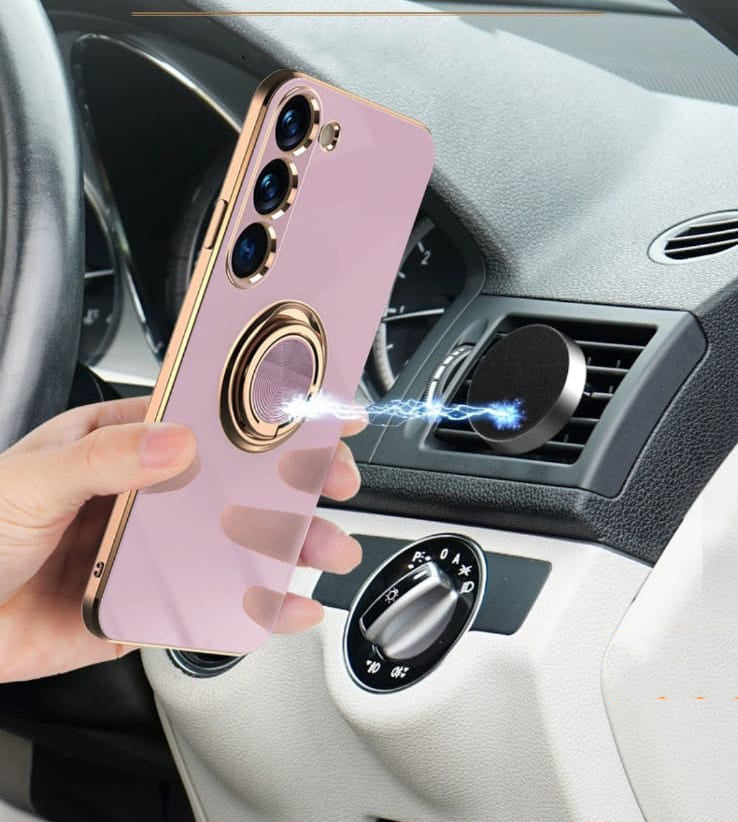 Samsung Galaxy S25 Series Gold Electroplated Ring Holder Cover - lifestyle
