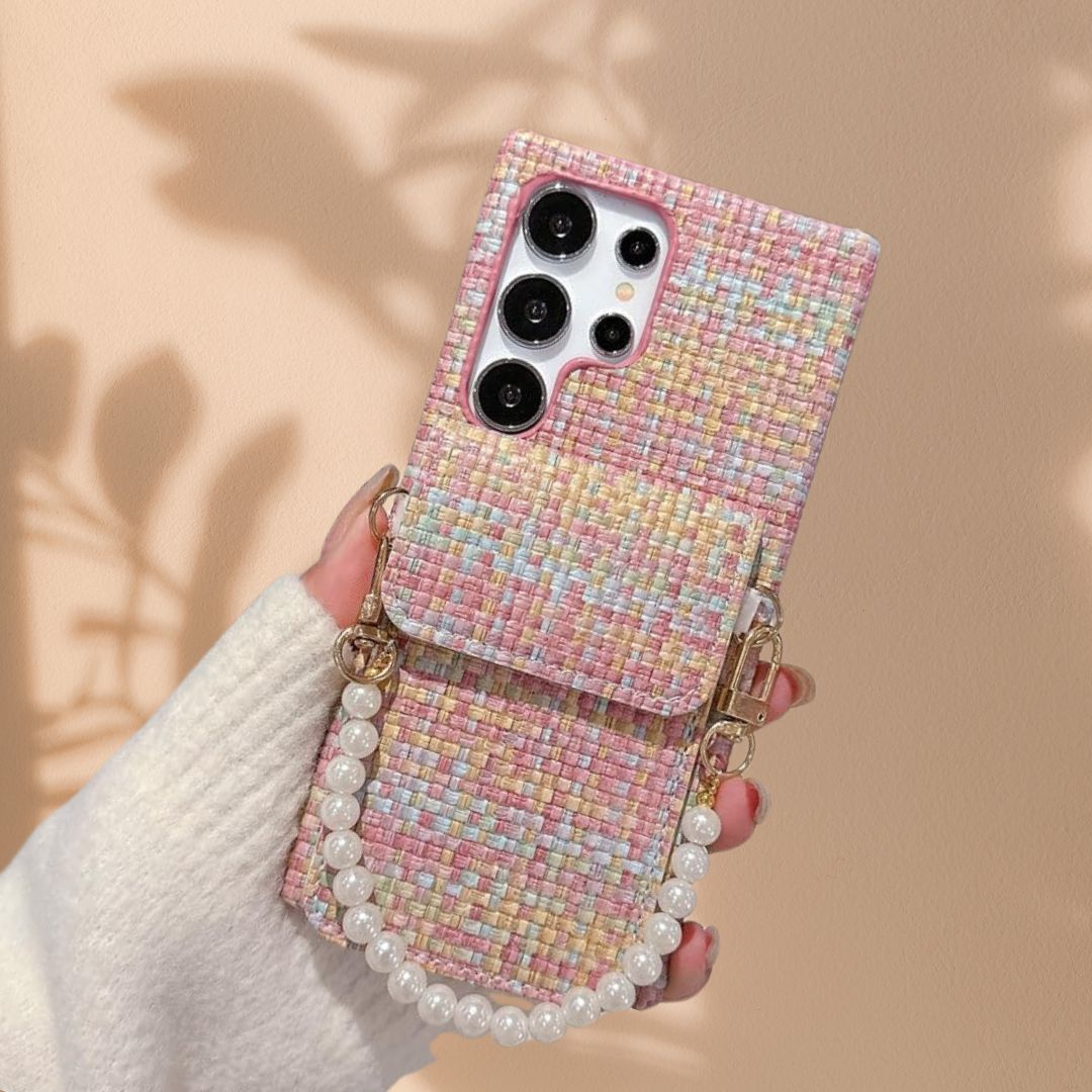 Samsung Galaxy S26 Ultra Pearl Bracelet Wallet Cover | Luxury Leather