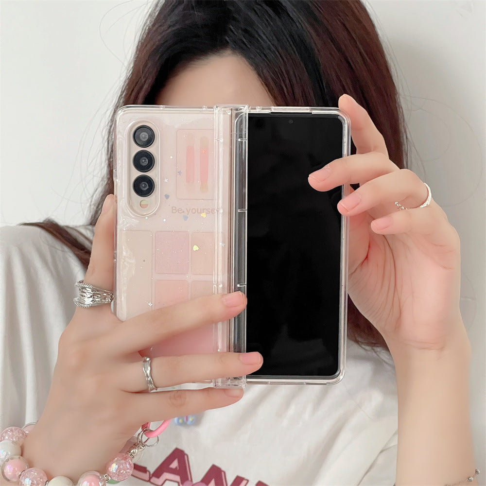 Samsung Galaxy Z Fold 3 Makeup Blocks Glitter Cover (with ) - protective case detail