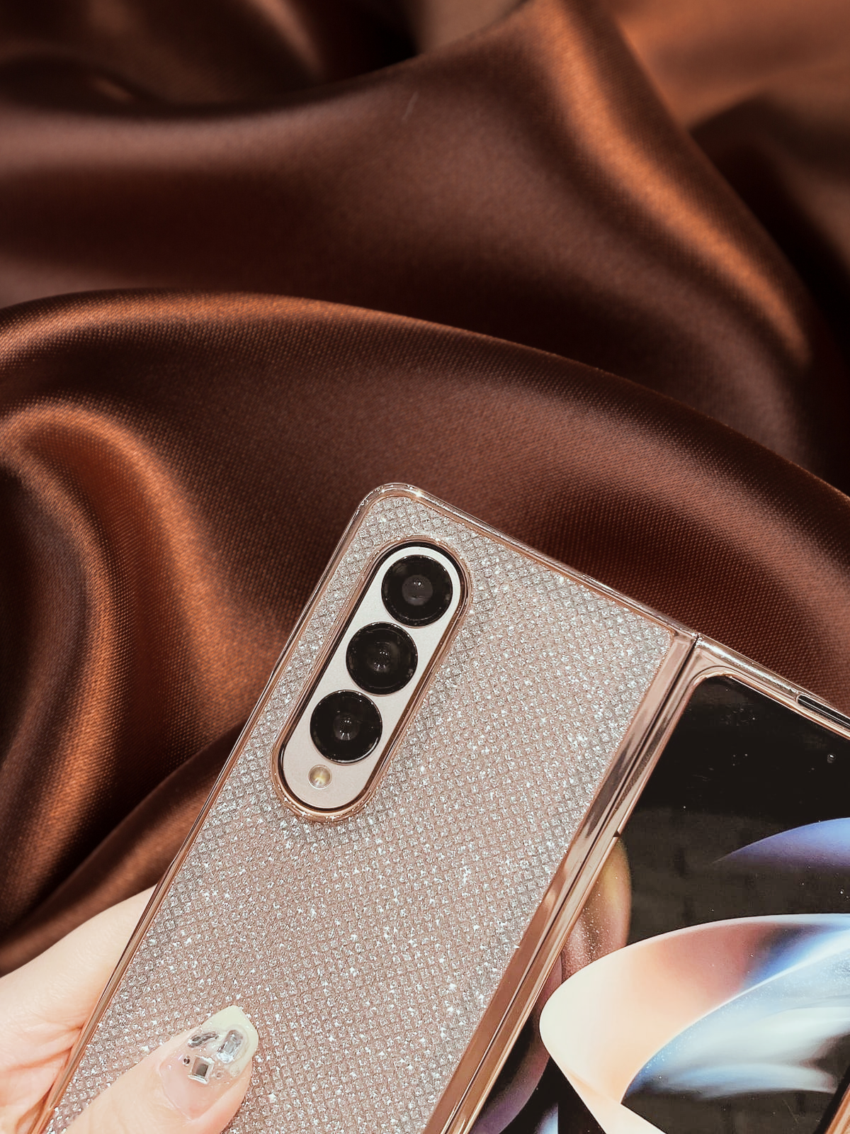 Samsung Galaxy Z Fold 3 Zazzy Bling Glitter 3D Diamond Pattern Cover - protective case detail