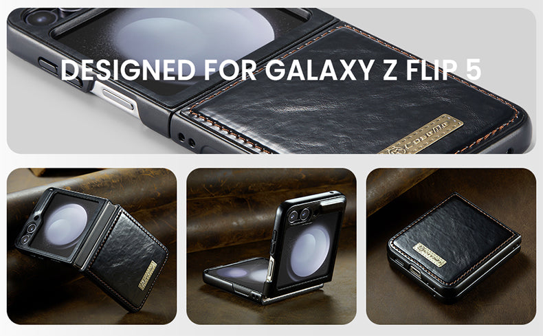Samsung Galaxy Z Flip 5 Classic Vintage Leather Case - lifestyle