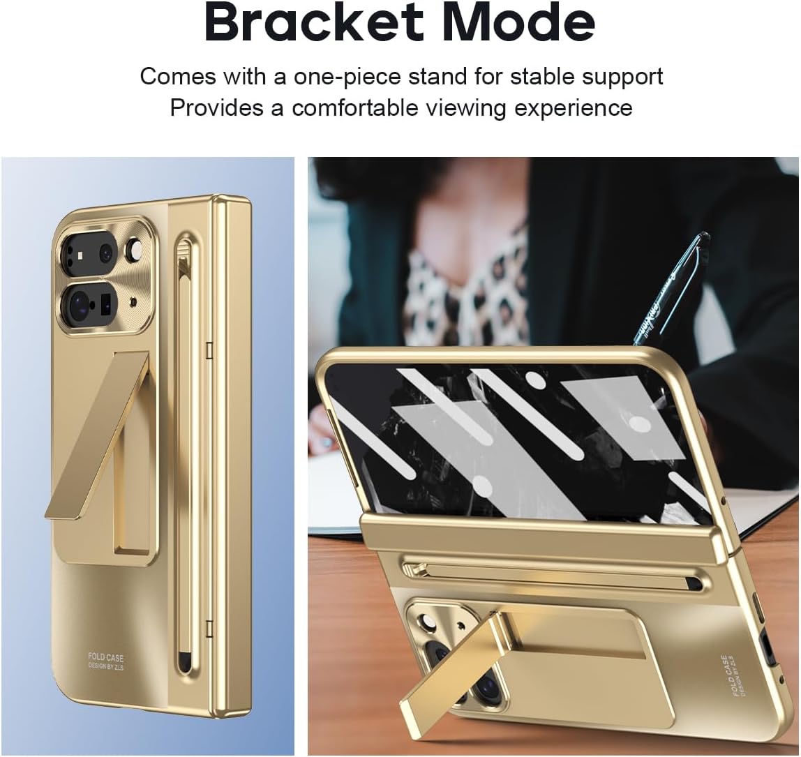 Google Pixel 10 Pro Fold Gold Electroplated Cover (with Stylus and Fro - lifestyle