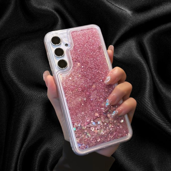 Samsung Galaxy A26 Moving Hearts Glitter Quicksand Cover - protective case detail
