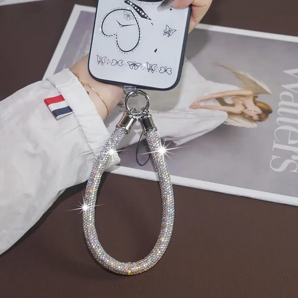 Elegant Diamond Rhinestones Phone Charm Lanyard – phone accessory by JustAndBest India