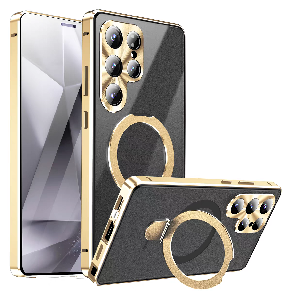 Samsung Galaxy S22 Ultra Gold Plated Protection Transparent Glass Cove - lifestyle