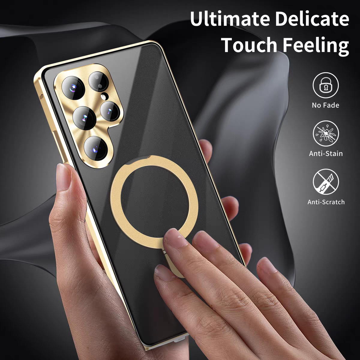 Samsung Galaxy S22 Ultra Gold Plated Protection Transparent Glass Cove - protective case detail