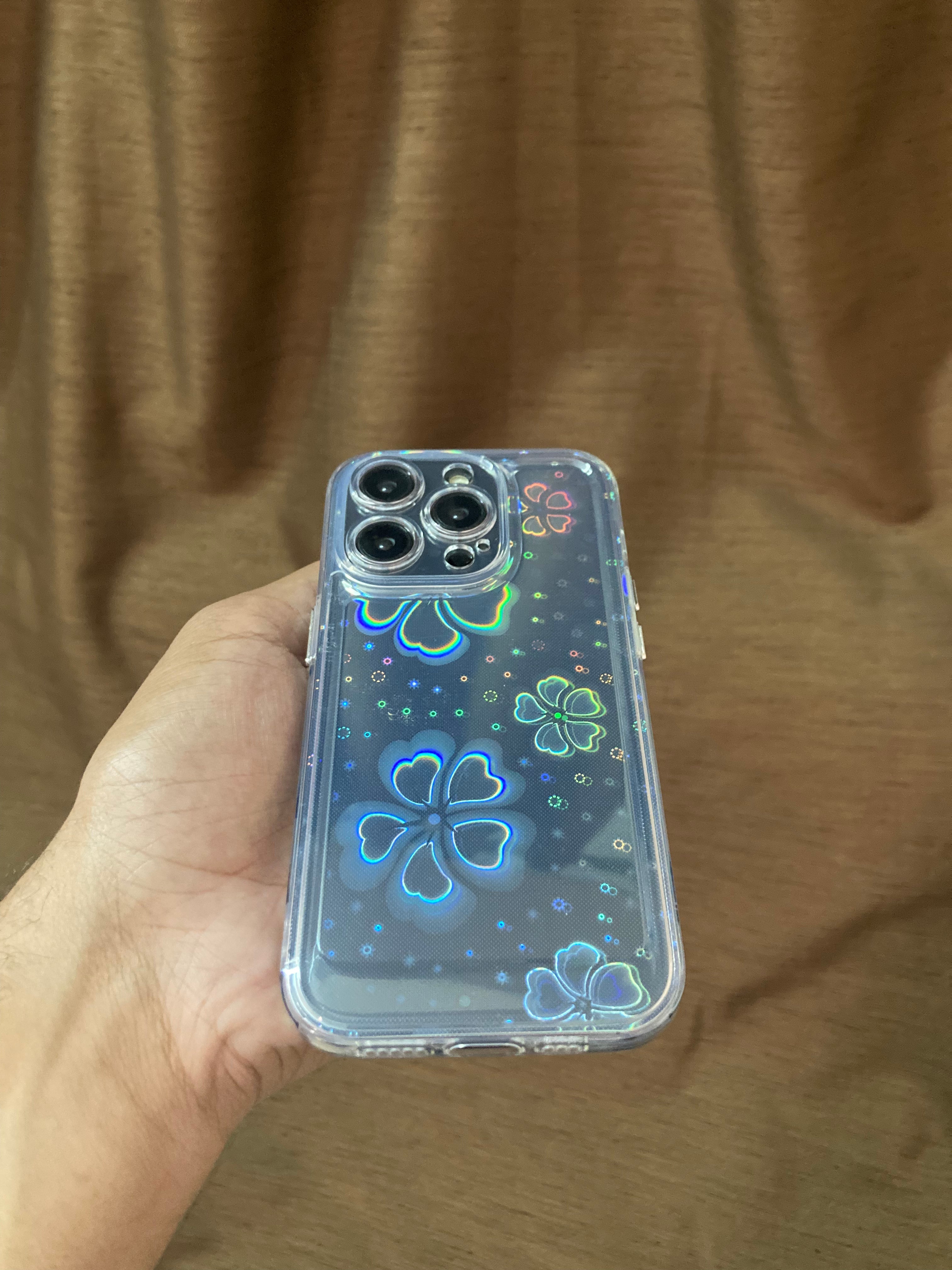 iPhone 13 Series Rainbow Floral Effect Transparent Cover - lifestyle