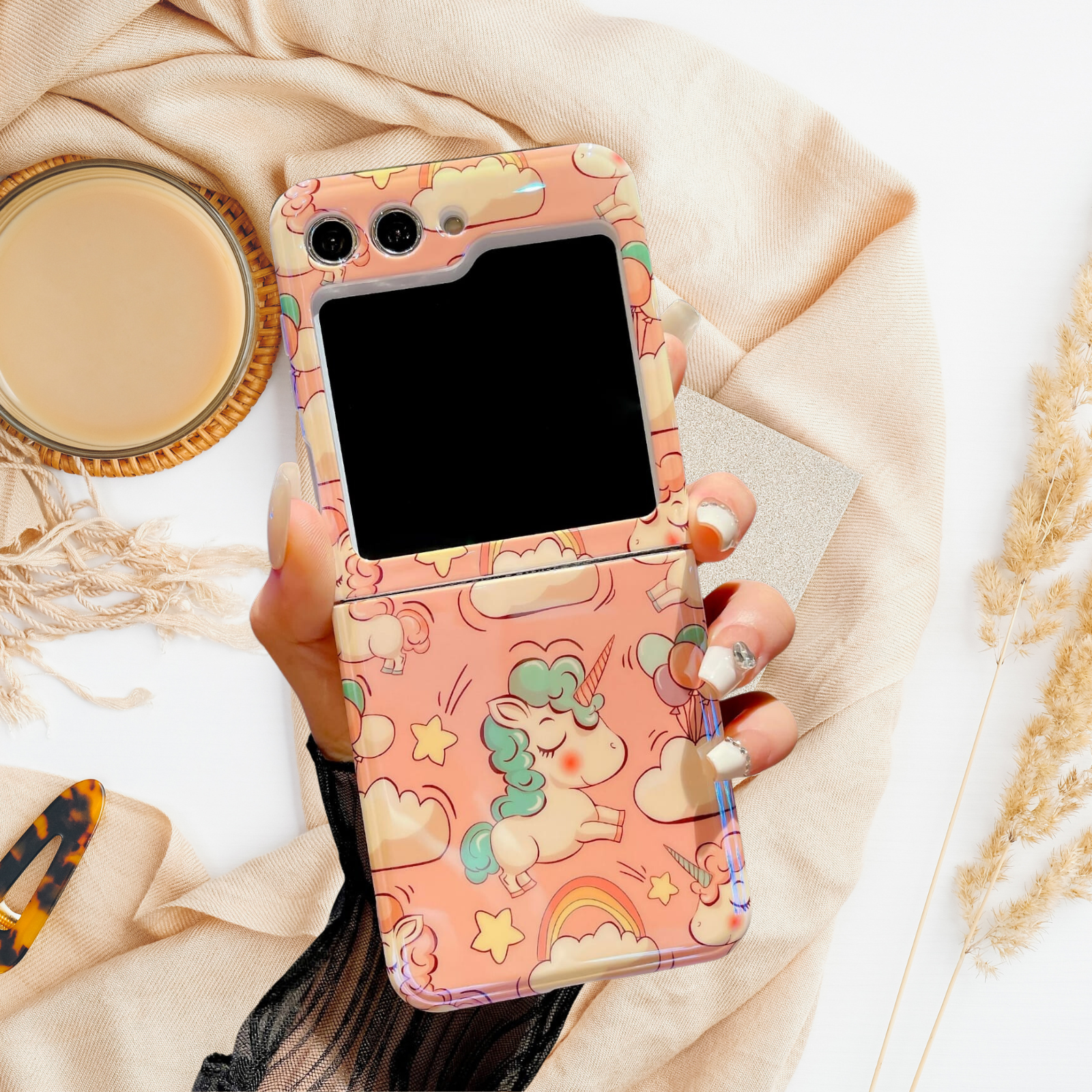 Samsung Galaxy Z Flip 5 Rainbow Unicorn Shining Cover | Designer Case