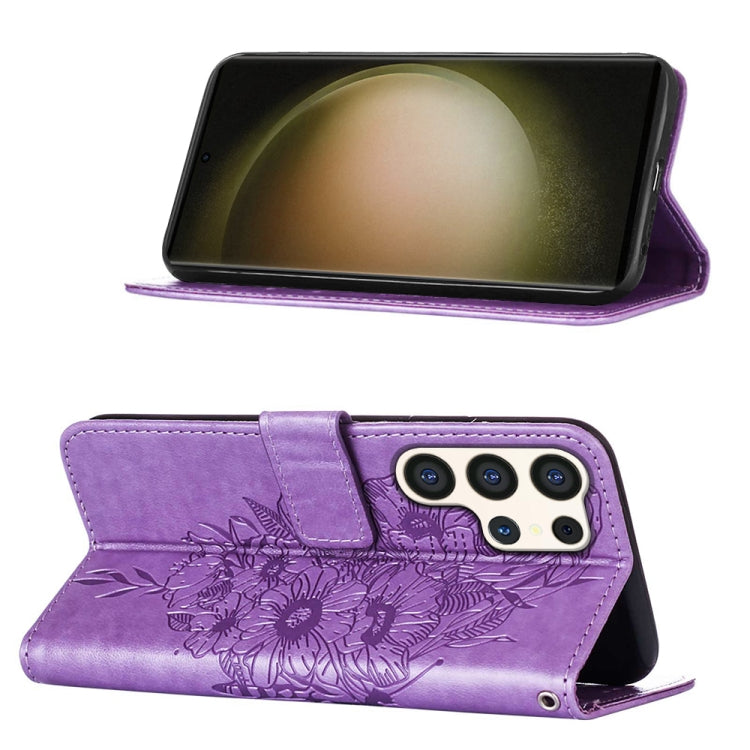 Samsung Galaxy S24 Series Purple Butterflies Flip Cover - lifestyle