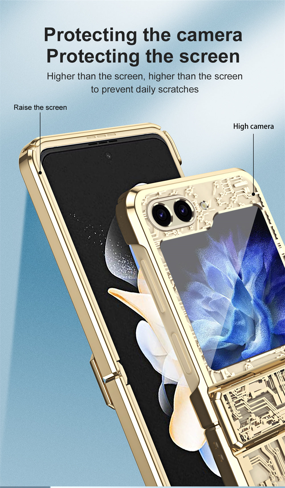 Samsung Galaxy Z Flip 5 Gold Electroplated Cricuit Cover - protective case detail