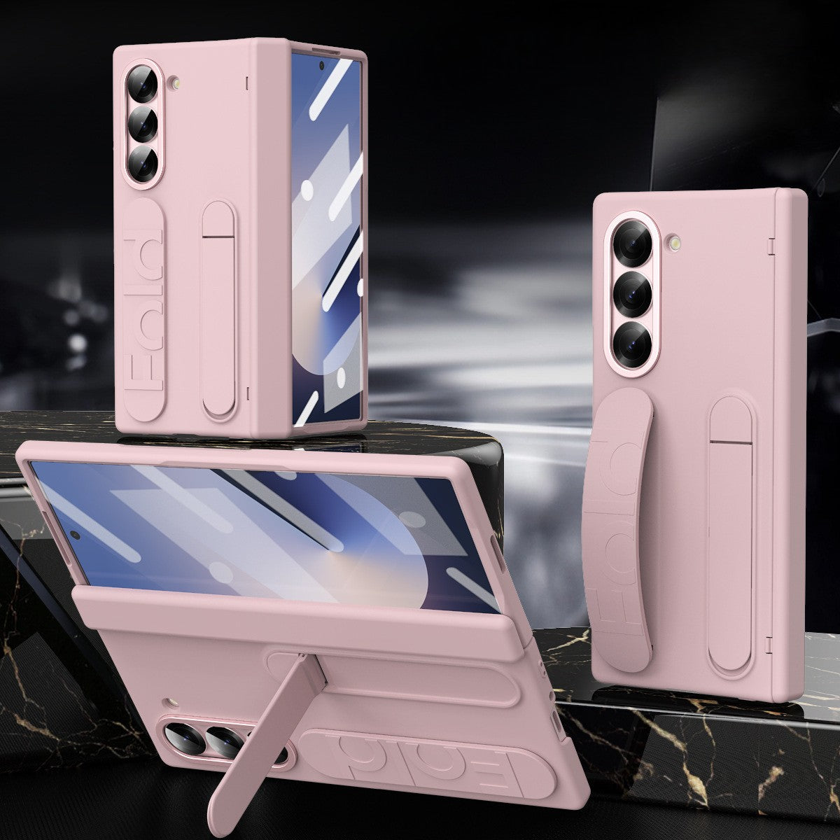 Samsung Galaxy Z Fold 6 Pink Hand Strap Matte Cover - phone case
