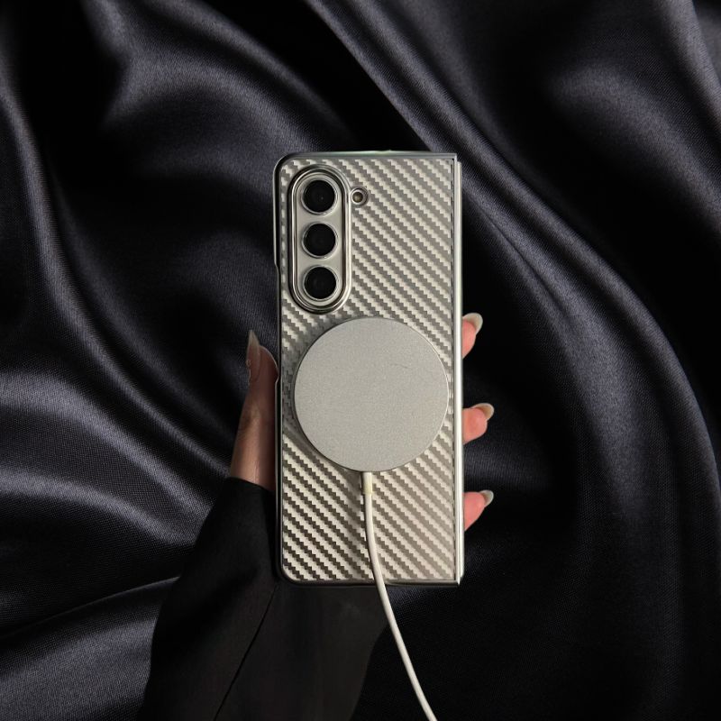 Samsung Galaxy Z Fold 3 Silver Electroplated Matte Transparent Case - protective case detail