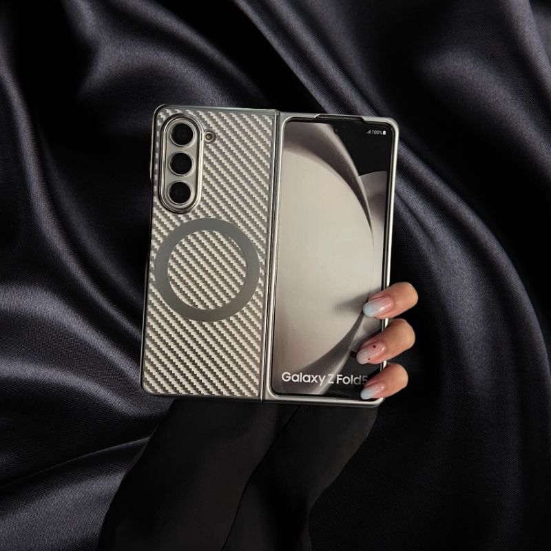 Samsung Galaxy Z Fold 3 Silver Electroplated Matte Transparent Case - phone case