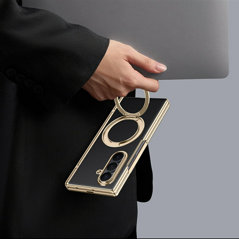 Samsung Galaxy Z Fold 7 Leather Gold Electroplated Cover() - slim profile