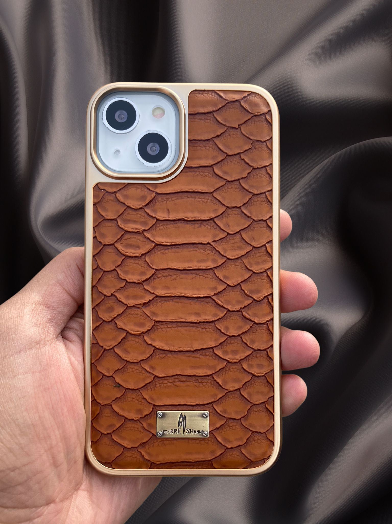 Royal Brown Gold Plated Premium Leather Luxury Case iPhone cover – JustAndBest India