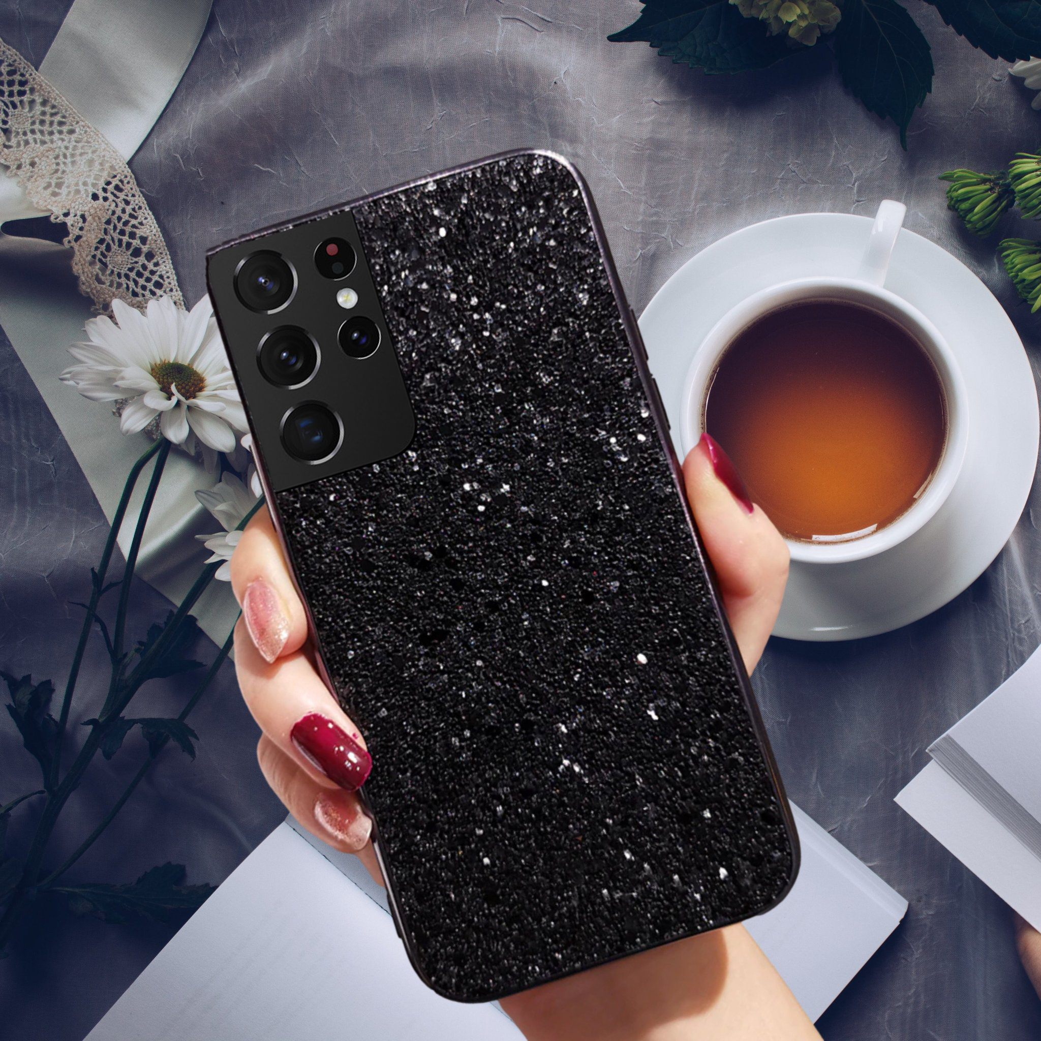 Black Glitter Case for Samsung S21