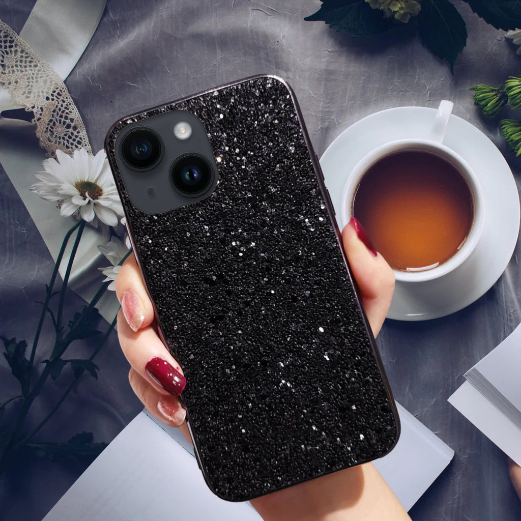 Black Glitter iphone 14 pro Cover