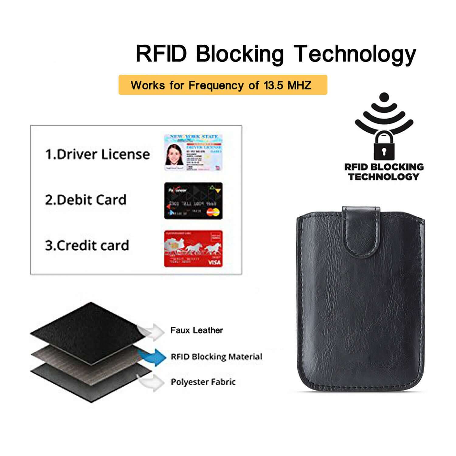 Black Multi Card Holder Premium Leather Phone Wallet – phone accessory by JustAndBest India