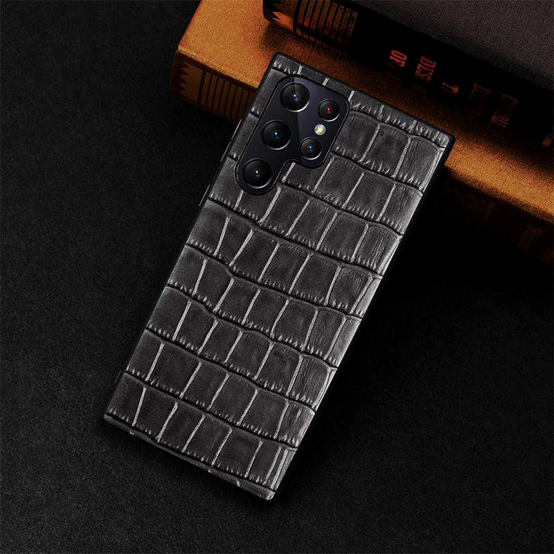 Black croco leather S22 Ultra Cover