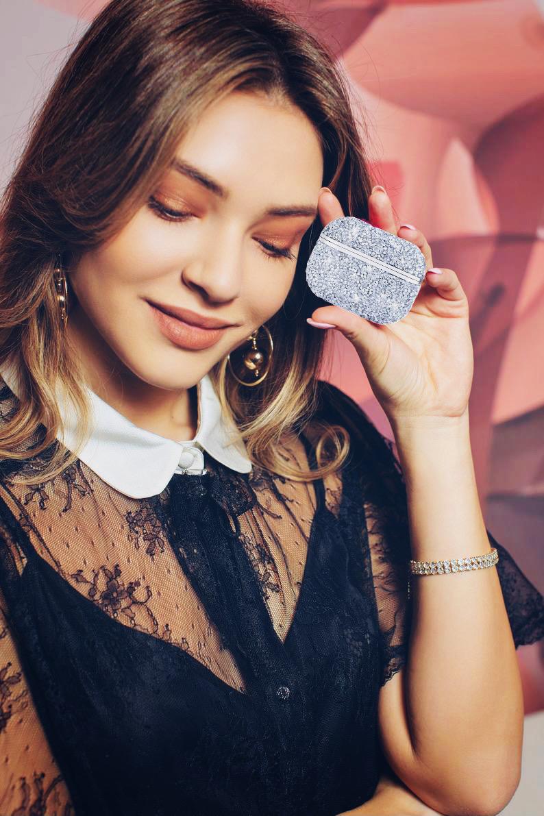 Bling Diamond Rhinestones Luxury Ringholder AirPods Cover – phone accessory by JustAndBest India