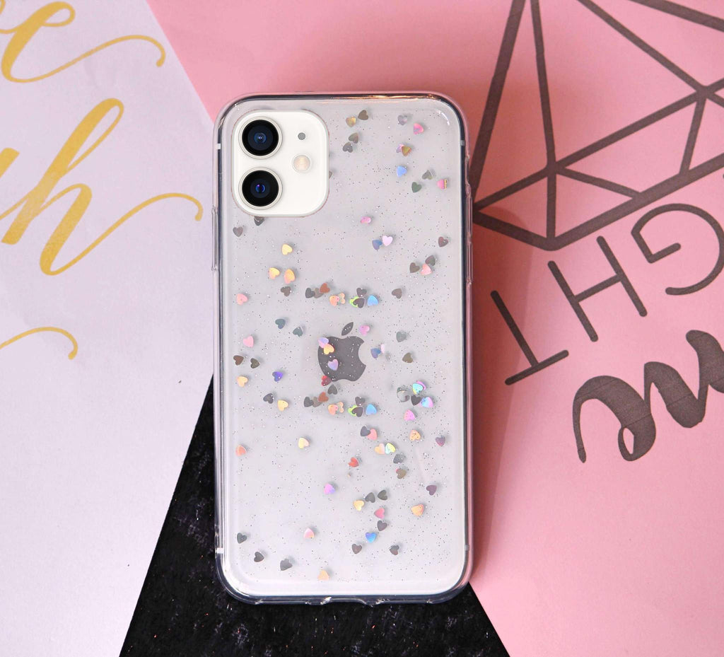 Glitter Hearts Cover for iPhone 11