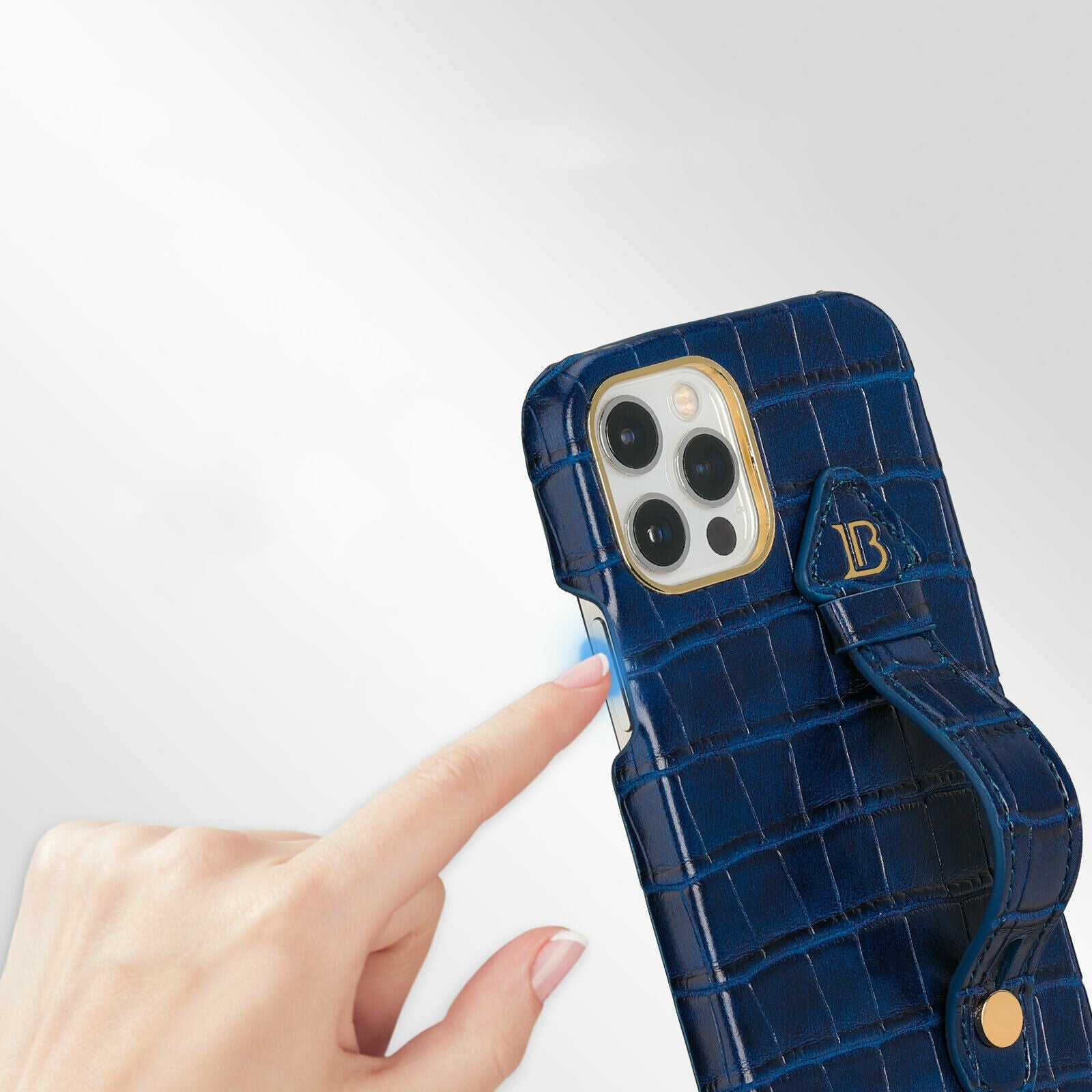 Blue Croco Pattern Leather Luxury Case iPhone cover – JustAndBest India