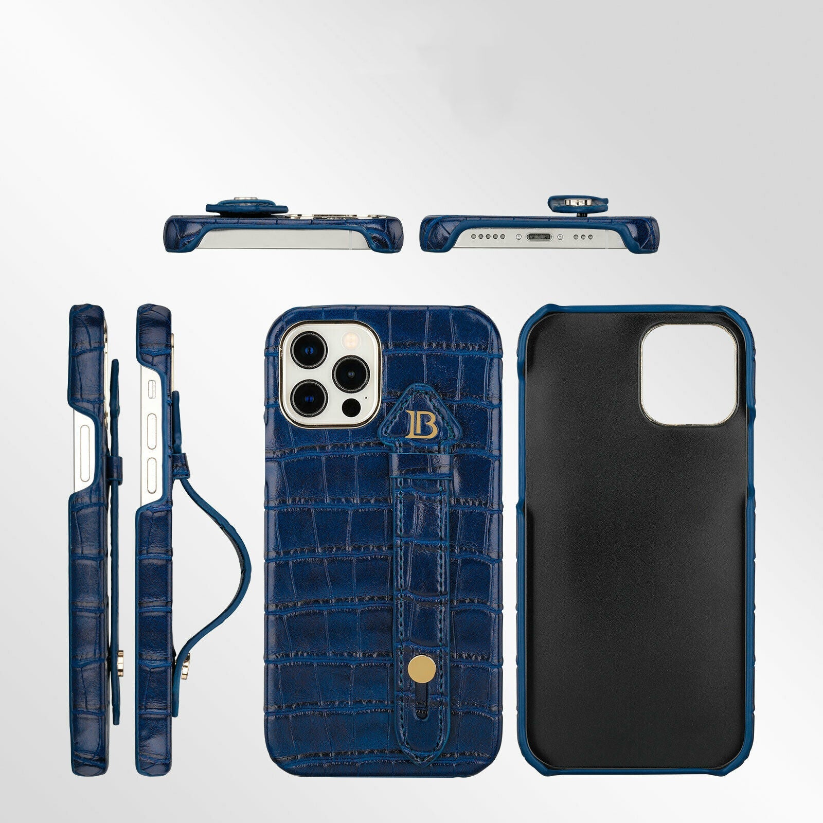 Blue Croco Pattern Leather Luxury Case iPhone cover – JustAndBest India